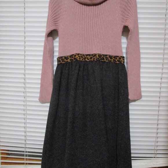 NWT Designer Violeta e Federico girls knit dress sz 10 pink grey leopard Spain - Picture 5 of 15
